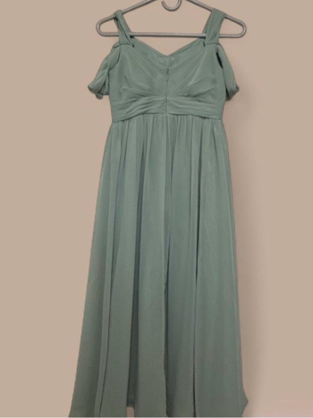 Azazie Sage Green Off-Shoulder Maxi Dress - Picture 4 of 7